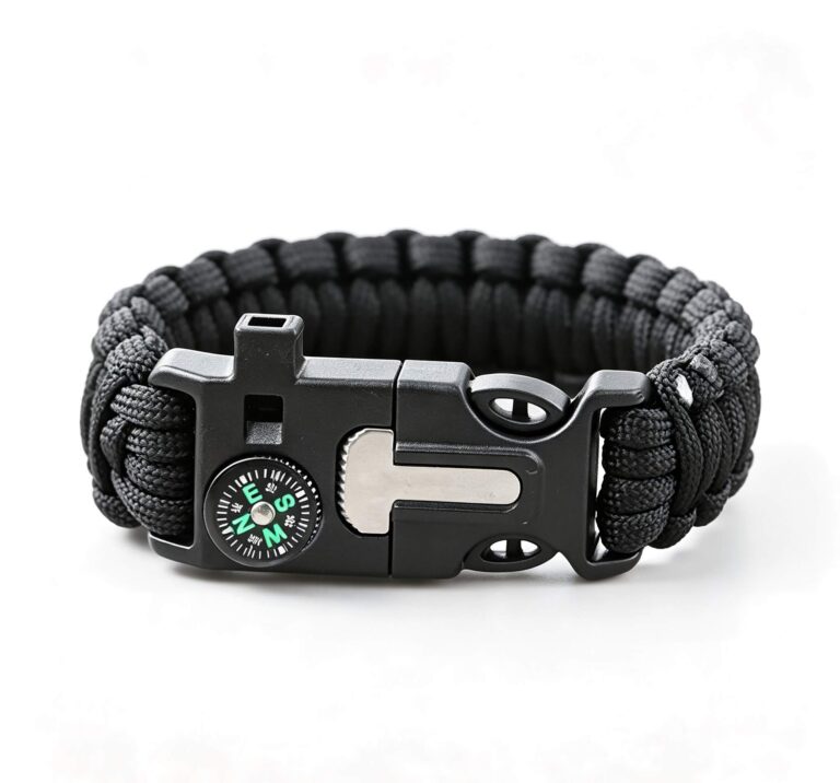 5‑in‑1 Survival Paracord Bracelet, Tactical Emergency Wristband with Compass Whistle Fire Starter for Outdoor Camping Hiking