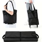 2‑in‑1 Foldable Rolling Shopping Bag with Wheels, Reusable Grocery Tote Trolley