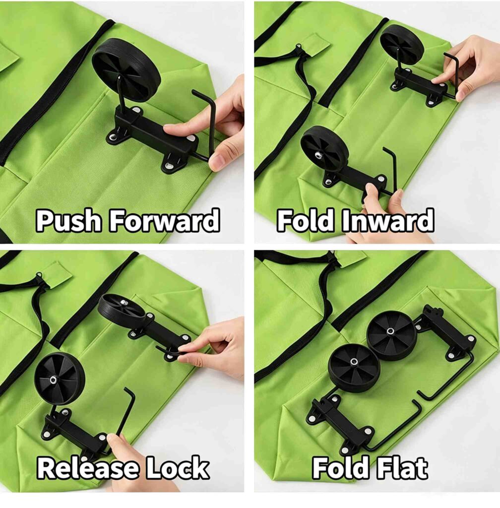 2‑in‑1 Foldable Rolling Shopping Bag with Wheels, Reusable Grocery Tote Trolley
