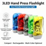 Hand Press Emergency Flashlight, 3 LED Portable Dynamo Torch No Battery Required for Outdoor Survival