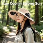Solar Powered Cooling Fan Sun Hat, UPF 50+ UV Protection Wide Brim Boonie Hat with Dual Fans