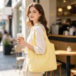 large canvas shoulder bag, reusable shopping bag, casual daily tote handbag, school work travel tote bag