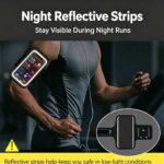 Running Phone Armband, Adjustable Sports Arm Band with Card Pocket, IPX‑Water‑Resistant Touch‑Screen Workout Armband Phone Holder with Reflective Strip